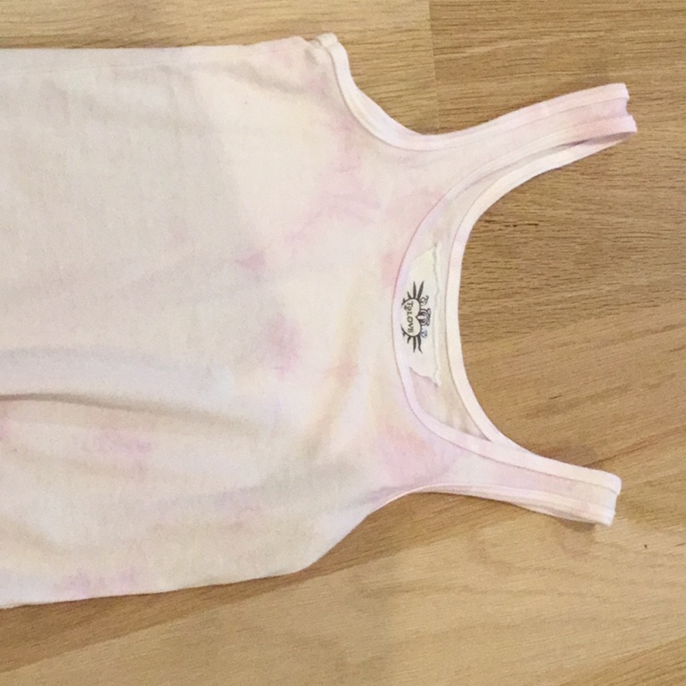 Girls tie die t2 love tank top